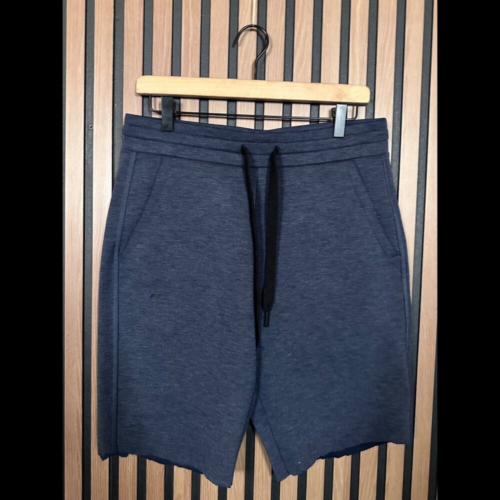 32 Degree Shorts Small Mens Blue Fleece Cut Off Heather Back Pocket Zip